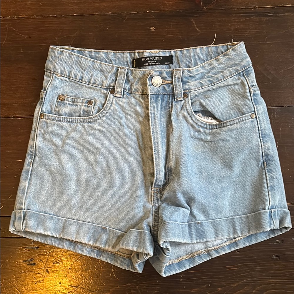 Factorie High Waist Blue Denim Shorts Vintage Style